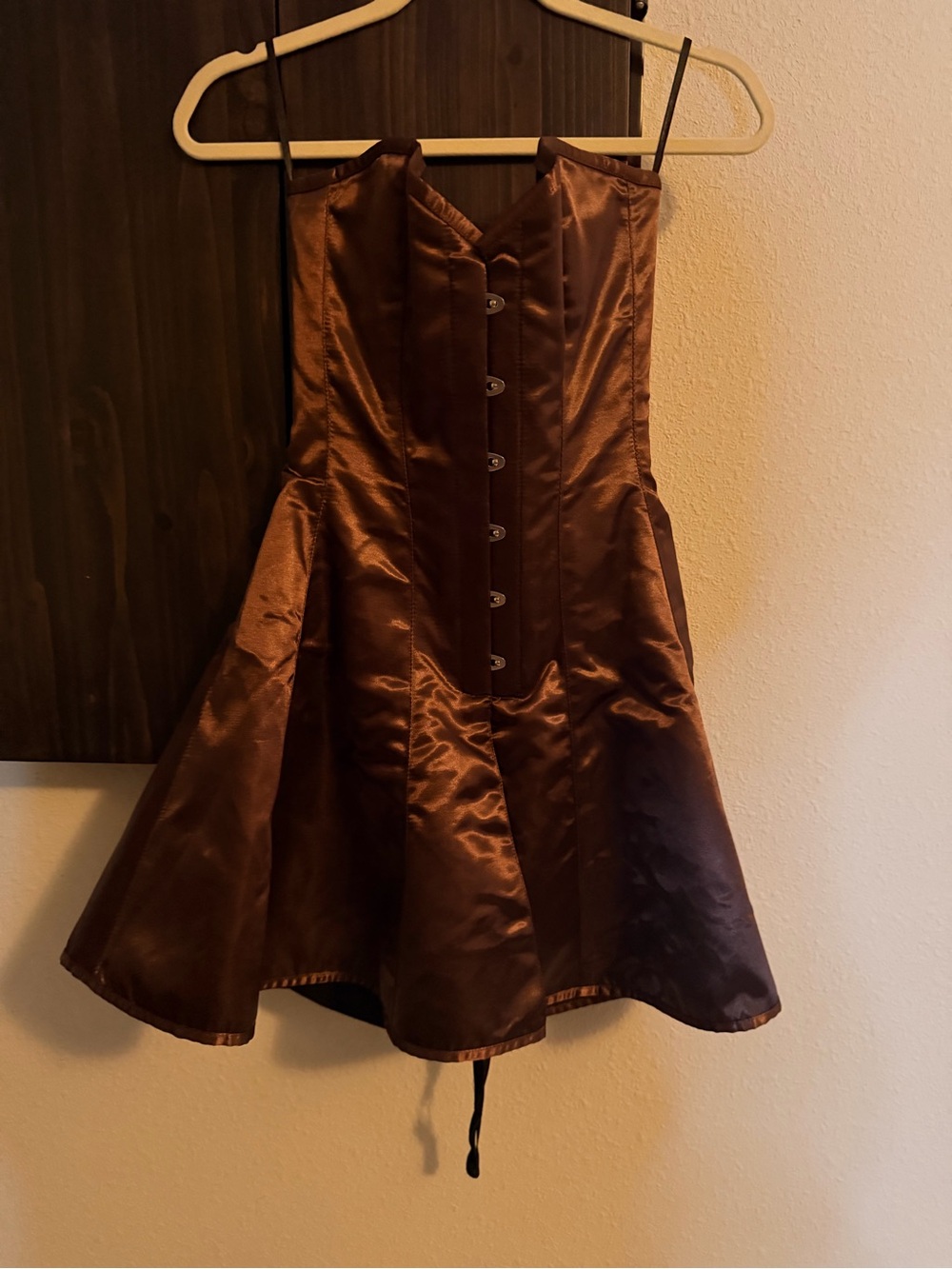Satin Brown Corset Skater Dress